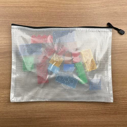 Oaimyy-A6(6"x 4.5"), Mesh Zipper Pouch Document Folders Bag Plastic Zip File Folders for School Office Supplies, Travel, Organizing Storage-Black,6 Pcs - size: A6