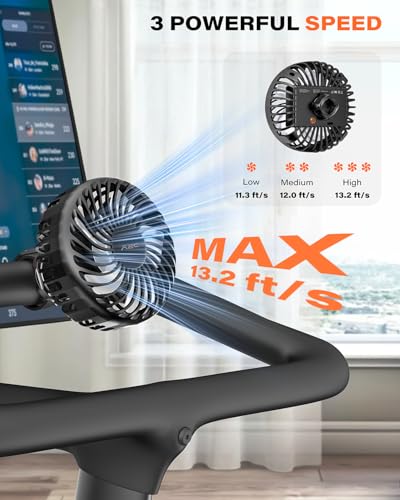 A2C Rechargeable Gym Fan for Peloton Bike & Exercise Bike - 4000mAh Portable Fan with Adjustable Strap, 3 Speed, 360° Rotation, Fit 0.5-2.1" Handlebars Clip on Fan for Treadmill, Stroller, Golf Cart - color: Black - 1