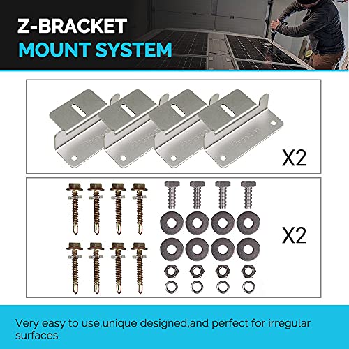 Renogy 200 Watts 12 Volts Monocrystalline RV Solar Panel Kit with Adventurer 30A LCD PWM Charge Controller and Mounting Brackets for RV, Boats, Trailer, Camper, Marine, Off-Grid Solar Power System - size: RV200W+ADV 30A