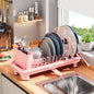 SanDream Small Dish Drying Rack with Removable Utensil Holder & Anti-Scratch Base - Stainless Steel Dish Rack, Dish Drying Rack with Drainage & Space Saving Design for Kitchen Counter, Pink - color: Pink