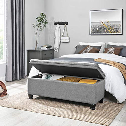 SONGMICS Storage Ottoman, Storage Bench, Tufted Entryway Bedroom Bench, 17.7 x 46.5 x 17.7 Inches, Hinges Easy Lid Operation, Wooden Legs, Linen-Look Cover, Loads 330 lb, Light Gray ULOM070G02 - color: Light Gray, style: Classic(17.7"D x 46.5"W x 17.7"H)