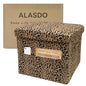 ALASDO Storage Ottoman Footrest Stool Small Ottoman with Storage Foldable Ottomans Foot Rest Footstool Bench for Living Room 17x13x13inches Leopard Print - color: Leoprad Print