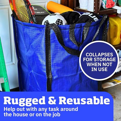 DURASACK Heavy Duty Home and Yard Bags 48-Gallon Reusable Self-Standing Lawn and Leaf Bags Garbage Can with Reinforced Handles, Blue - color: Blue