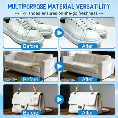 2pcs White Shoe Cleaner Cream, 2026 New Multipurpose No-Wash Solid Paste with Sponge, Multipurpose White Shoes Clean Cream for Leather Sneakers Soles