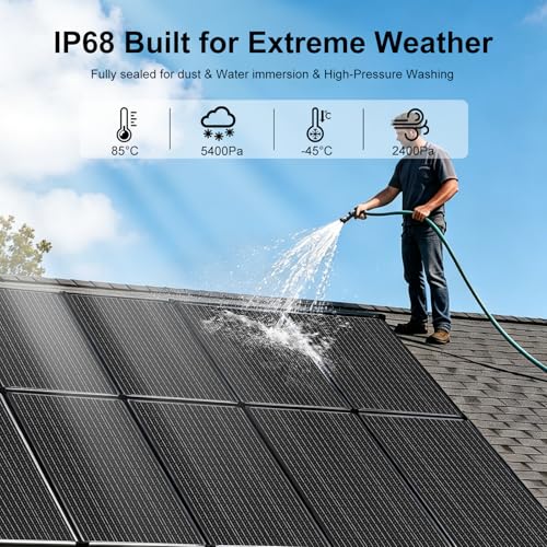 100W Solar Panel N-Type, 12V N-Type 100 Watt Solar Panels 18BB 25% High-Efficiency IP68 Waterproof for RV Marine Trailer Camper Rooftop Farm Other Off-Grid System (100W Solar Panel Black)