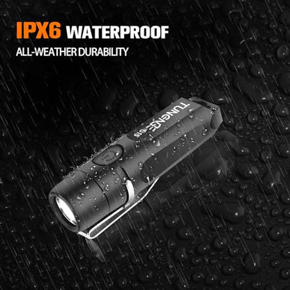 Rechargeable Keychain Flashlights, 650 High Lumens EDC Pocket Flashlights, Mini Flashlight Be Used for Camping Outdoors Emergency（Black） - color: Black