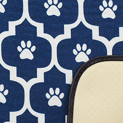 Bone Dry Machine Washable, Ultra Absorbent Pet Mat, 12x18, Nautical Blue/Off-White Lattice - color: Nautical Blue/Off-White Lattice, size: 12"L x 18"W