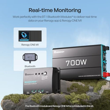 Renogy 200 Watt 12V Complete Solar Panel Starter Kit: 2pcs 100W Solar Panel + 30A Charge Controller + 100Ah Lithium Battery + 600W Premium Solar Inverter for RV Off Grid with Battery and Inverter - size: 200W Complete Kit