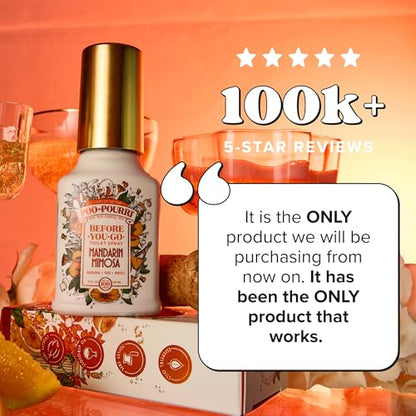 Poo-Pourri Before-You-Go Toilet Spray, Mandarin Mimosa, 2 Fl Oz, Up to 100 Uses, Bathroom Odor Deodorizer with Essential Oils for Home or Work, Travel Essentials, TSA Approved Size - size: 2 Ounce (Pack of 1), style: Mandarin Mimosa