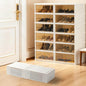 Foldable Shoe Rack Organizer Collapsible Shoe Storage Organizer with Doors, Large Plastic Folding Shoe Rack, Clear Shoe Storage Boxes Easy Assembly Shoe Cabinet for Entryway (2 x 6 Tiers-12 Pairs) - size: 2 x 6 Tiers-12 Pairs