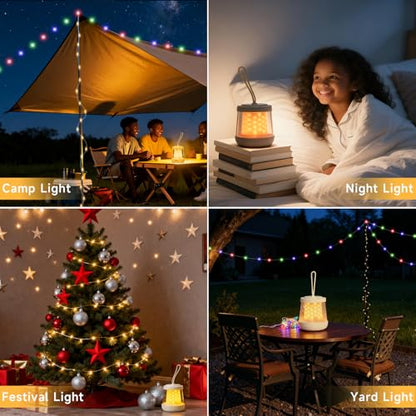 Camping String Lights, 32.8 FT Rechargeable Tent Lights, Quick 30s Recovery, Camp Lights, Camping Lantern, Battery Operated Outdoor String Lights, Camping Essentials, RV Lights(1)
