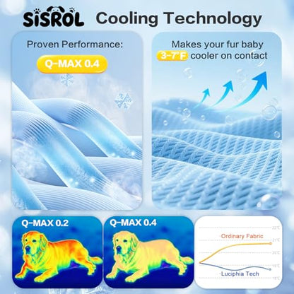 SISROL Cooling Mat for Dogs & Cats, Q-Max>0.4 Chill Fiber Pet Cooling Pad, Washable Non-Slip Non-Toxic Portable Cooling Bed for Small Medium Large Pets, Indoor & Outdoor Use - size: Large (40"x28")