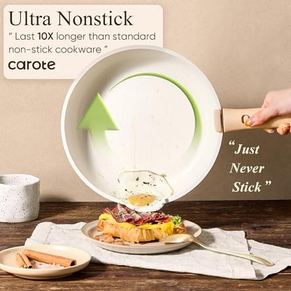 CAROTE 33pcs Pots and Pans Non Stick, Cookware Sets Detachable Handle, Induction Kitchen Pots and Pans, NonStick Cooking Set, Oven/Dishwasher/Fridge Safe, Space Saving - color: Cream White, size: 33 Piece