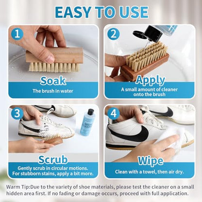 Shoe Cleaner, 10.14 fl oz Premium Shoe Cleaning Kit with Brush & Towel, Sneaker Cleaner Kit Safe for White Shoes, Leather, Boots, Canvas, PU, Mesh & More