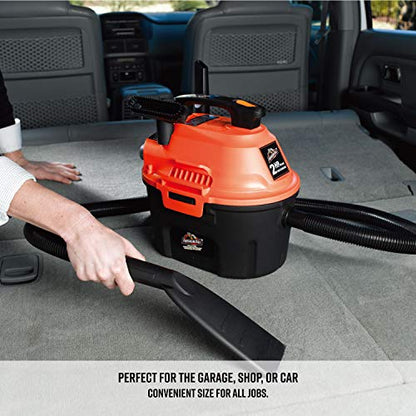 Armor All, AA255, 2.5 Gallon 2 Peak HP Wet/Dry Utility Shop Vacuum, Orange - size: 2.5 Gallon-Basic