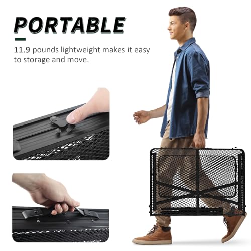 WildFinder Folding Table with 2 Wing Panels, 3x2 FT Camping Table with Mesh Desktop,Height Adjustable Folding Grill Table with Mesh Bag,Portable Outdoor Table for Picnic,Camping,BBQ,Beach(Black) - size: 3x2FT with 2 Panels