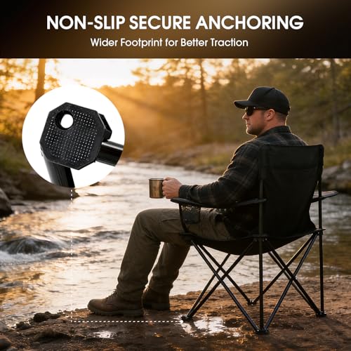 Portable Folding Camping Chair - Heavy Duty Steel Frame Outdoor Chair with Side Cup Holder, Breathable Polyester Fabric, Collapsible Camp Chair for Camping, Beach, Picnic, Fishing, 4PCS