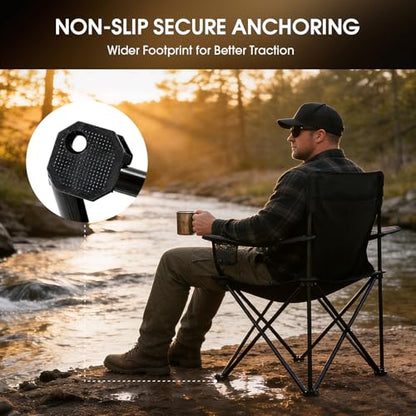 Portable Folding Camping Chair - Heavy Duty Steel Frame Outdoor Chair with Side Cup Holder, Breathable Polyester Fabric, Collapsible Camp Chair for Camping, Beach, Picnic, Fishing, 4PCS