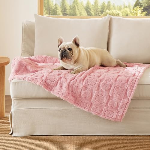 Bedsure Dog Blanket for Medium Dogs Washable - Fluffy Fuzzy Puppy Cat Blanket with Premium 300GSM Coral Fleece Soft for Pet Kitten Doggy, Pink, 30x40IN - color: Pink Heart, size: M(30x40")