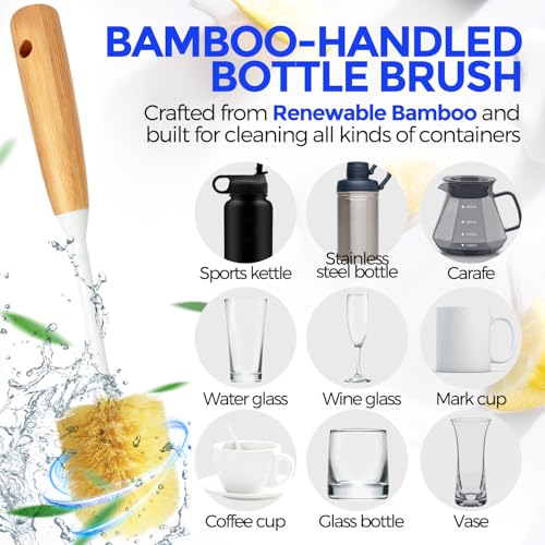 Holikme 6 Pack Dish Brush Kitchen Brushes Set with Vegetable Palm Brush, Bottle Brush, Dish Brush and Straw Brush, Fruit Cleaning Brushes for Cleaning Potato, Amarillo - color: Amarillo