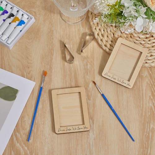 2Pcs Drive Safe We Love You Wood Car Visor Picture Frame Rectangle Wooden Photo Holder with Iron Clips Personalized Car Gift Compact Picture Holder Travel Memories Car Accessory