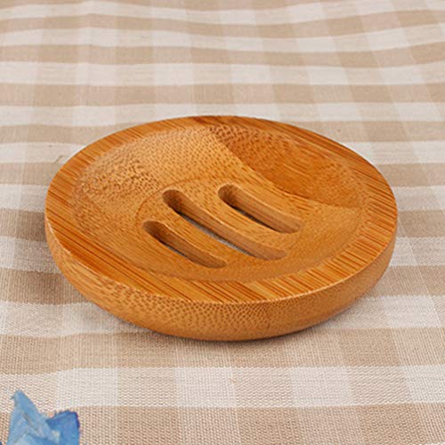 2pcs Bamboo Soap Dish Soap Tray,Round Bath Holder Bamboo Dish for Shower Wood Holder Saver Container Bathroom Storage Case for Bathroom Toilet Kitchen Hotel