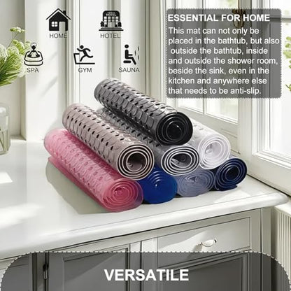 TEESHLY Bath Mat for Tub & Shower, Non Slip Soft Bathmat with Suction Cups & Drain Holes, Machine Washable Bathtub Floor Liner Mats for Bathroom, 35x16 Inch, Navy Blue - color: Navy (Opaque)