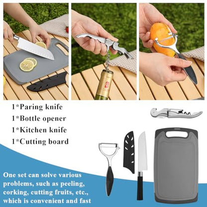 Kyraton Camping Cooking Set 15 Pack, Camping Cookware, Camping Supplies, Portable Camping Kitchen Utensil Set, Ldeal for Backpacking, Barbecuing, Camping and Hiking Trips.