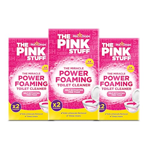Stardrops The Pink Stuff Miracle Power Foaming Toilet Cleaner – Self-Activating Formula for Deep Cleaning, Stain Removal, and a Fresh Shine – Bathroom Essential - size: 7 Ounce (Pack of 3)