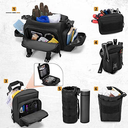 HODRANT 6 Pack Tactical Car Seat Back Organizer, Universal Vehicle Panel Storage Bag with 6 Detachable Molle Pouch Fits for Truck, Pickup, SUV, Bag Only