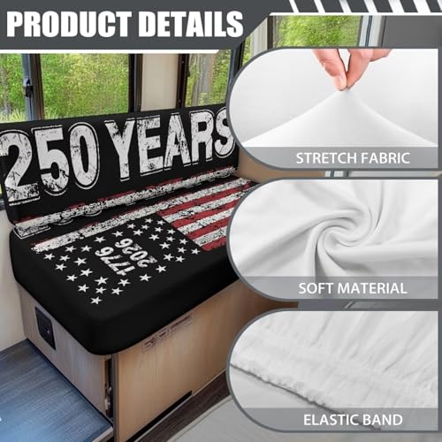 American Flag RV Dinette Cushion Covers Stretch Sofa Seat Slipcovers Washable Loveseat Sofa Furniture Protector Include 1 Bench & 1 Backrest Cover - color: 250 Years American Flag