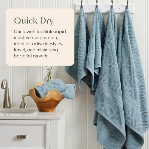Springtree Home 100% Cotton Bathroom Towel Set | 6 Piece Set - Blue Towels | Geometric Textured Design | Absorbent & Quick-Dry | Oeko-TEX® Standard 100 Cotton | Myla Collection - Arona Blue - color: Arona Blue, size: 6 Piece Set
