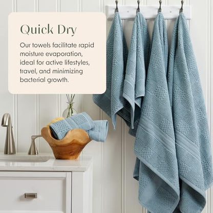Springtree Home 100% Cotton Bathroom Towel Set | 6 Piece Set - Blue Towels | Geometric Textured Design | Absorbent & Quick-Dry | Oeko-TEX® Standard 100 Cotton | Myla Collection - Arona Blue - color: Arona Blue, size: 6 Piece Set