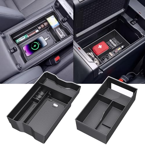 DIAMOOKY Center Console Organizer Compatible with Toyota RAV4 2026 Interior Accessories, Dual-Layer Armrest Storage Box with Lower Silicone Storage Divider Tray & Upper ABS Organizer Insert - 2pcs - size: 2026+ (2pcs)