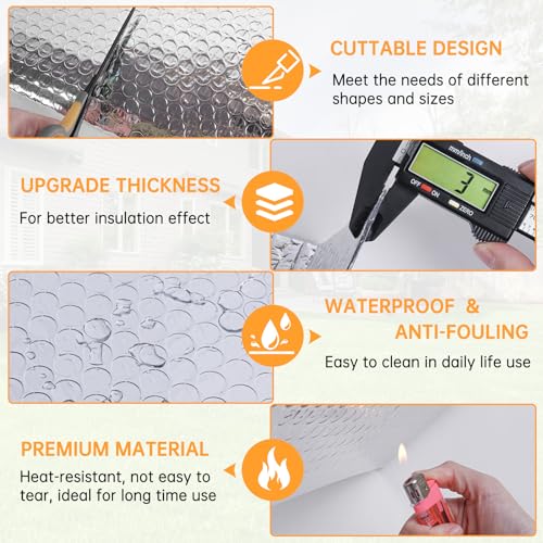 Reflective Foil Insulation, Double Reflective Bubble Insulation Sheet, Aluminum Foil Bubble Shield, Radiant Barrier Roll for RV Windows Weatherproofing (47''x 10Ft) - size: 47'' x 10 Ft