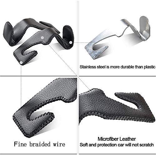 yicheyiyou Car Hooks Universal Car Vehicle Back Seat Headrest Hanger Holder Hook Microfiber Leather & Stainless Steel for Bag Purse Cloth Drink Grocery (Black) - color: Black