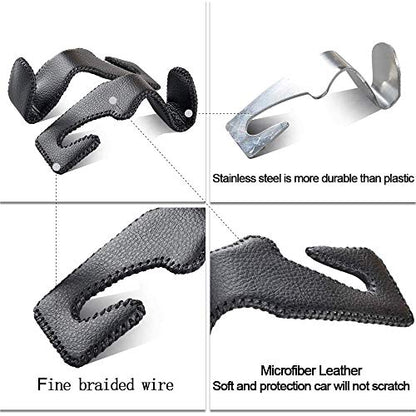 yicheyiyou Car Hooks Universal Car Vehicle Back Seat Headrest Hanger Holder Hook Microfiber Leather & Stainless Steel for Bag Purse Cloth Drink Grocery (Black) - color: Black