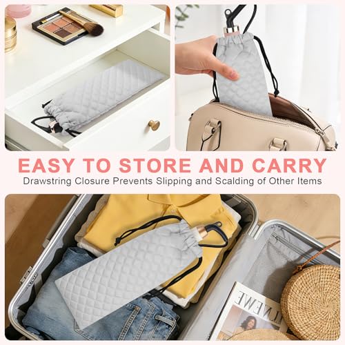 Professional Hot Hair Tools Organizer Cover Bag Heat Resistant Travel Drawstring Storage Case Pouch for Curling Iron, Flat Iron, Hair Straightener and Styling Tool(14.2" x 5.9") - color: Grey