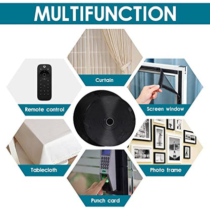3/4 Inch x 82 Feet Black Hook Loop Strips with Adhesive Heavy Duty, Multi-Purpose Hook and Loop Tape, Double Sided Hook Loop Rolls, Picture Hanging Strips, TV Accessories, TV wall Adhesive Tape - size: 3/4in x 82ft, style: Black