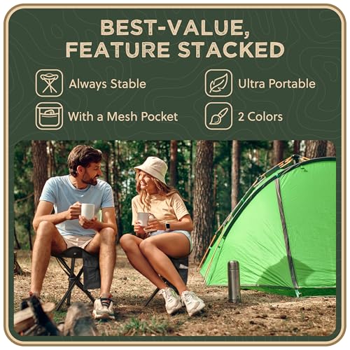 Foldable Tripod 13.4'' Stool - for Youth & Kids 4 FT+, U.S. Seller, Ultra Portable Seat, Best for Youth+Pocket - 1 lb Camping Stool, 3 Legged Strong Steel Stool, Height: 13.4 inches (Black) - color: Small Black