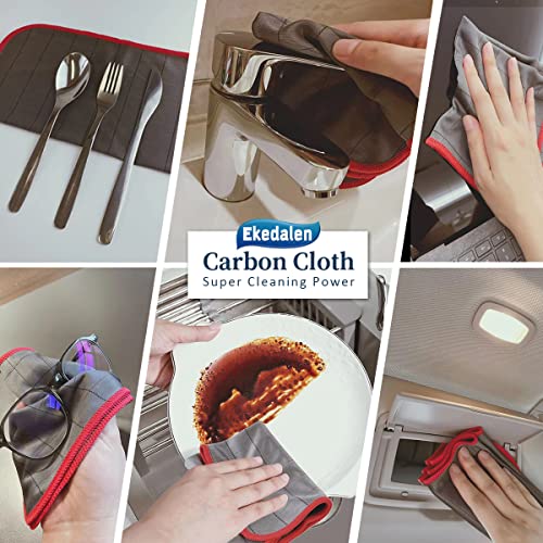 Microfiber Cleaning Cloth Lint Free Glass Cleaner Window Polishing Streak Free Miracle Easy Clean Rag Reusable for Mirror Kitchen Dish Auto Detailing, Pack of 6, 16"x12", Grey-red - color: Grey-red, 12 X 16 Inch