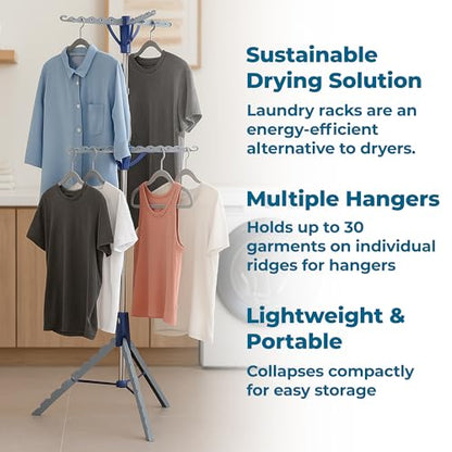 Honey-Can-Do 2-Tier 73-Inch Collapsible Tripod Drying Rack, Heavy Duty Chrome Steel Laundry Stand, Holds 30 Garments, Portable Foldable Indoor Outdoor Clothes Drying Rack - style: 2 Tier
