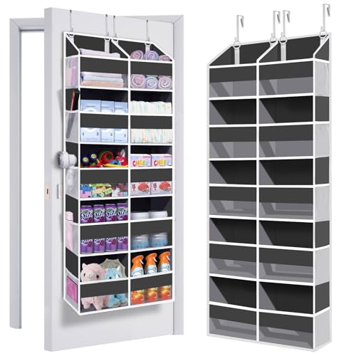 UVIAHOMI Heavy Duty Over The Door Organizer 5 Tiers, Extra Large Behind Door Storage of 10 Front & 10 Mesh Pockets, 80lb Weight Capacity, Hanging Doors Storage for Closet Bedroom Nursery, Dark Gray - color: Dark Gray