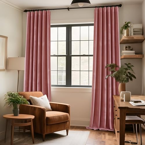 CUCRAF Dusty Rose Velvet Blackout Curtains 72 inches Long, Thermal Insulated, Noise Reducing Rod Pocket Luxury Drapes for Bedroom Living Room(52x72 inches, 2 Panels) - color: Dusty Rose, size: 52"W x 72"L (Pack of 2)