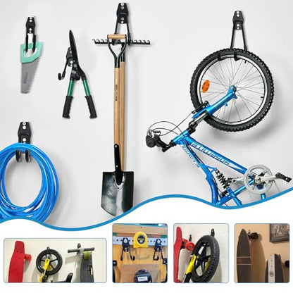 GeeWatom Garage Storage Utility Hooks，Garage Garden Tool Organizer，Steel Wall Mount Hooks, Large Garden U Hooks （2 Pack） - color: Black