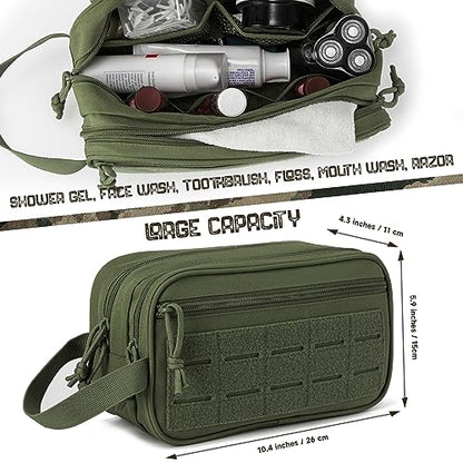 QT&QY Tactical Toiletry Bag For Men Hygiene Bag EDC Military Tool Molle Pouches Small Dopp Kit Mens Shaving Kit Travel shower Bags - color: 1 US Green
