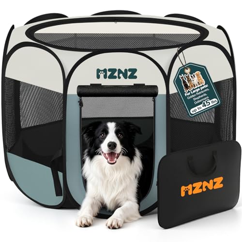 Dog Playpen, Portable Puppy Pet Crate Indoors for Small/Medium/Large Dogs Cats Rabbits, Foldable Dog Cage Enclosure for Outdoor, Pop Up Dogs Tent Kennel with Carrying Case, Grey - color: Grey, size: Large (45"L x 45"W x 23"H)