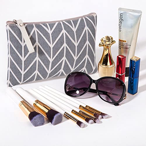 SUMAJU 2 Pcs Canvas Cosmetic Bag, Multi-Function Small Zipper Pouch Cute Makeup Pouch Travel Toiletry Bag Travel Size Toiletries Christmas Stocking Stuffers Gifts for Women,8.6 * 5.5 In | Soft canvas, 2 assorted prints, compact travel size, zipper closure