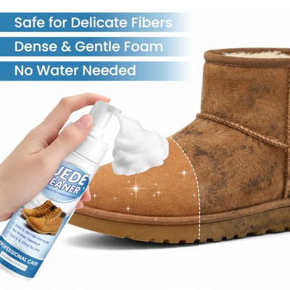 Suede Shoe Cleaner, Color-Safe Foam Cleaner for Suede & Leather Shoes - Removes Dirt, Stains & Water Spots