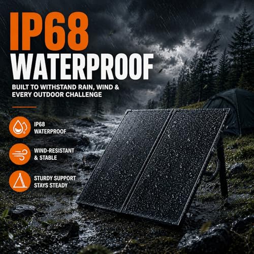 100W Portable Foldable Solar Panel Suitcase with 10A/12V MPPT Controller & 4-in-1 Adapter Cable, 25% High-Efficiency Solar Panel Charger for Portable Power Stations & 12V Batteries